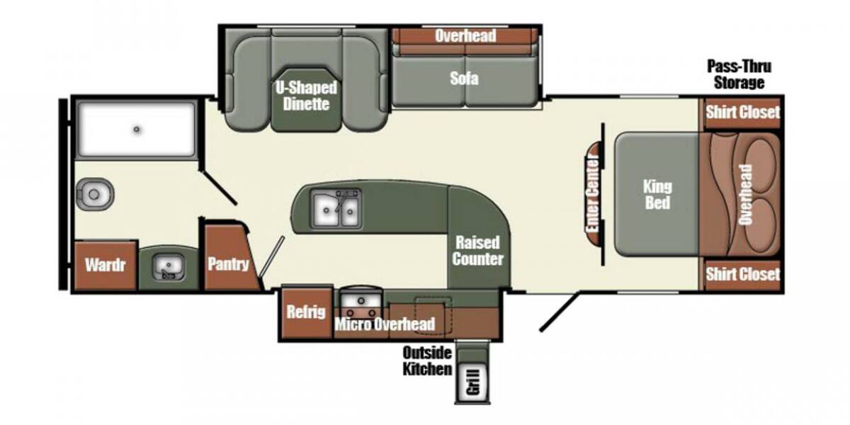 2013 Gulf Stream Streamlite Champagne 29IKS Travel Trailer at Stony RV Sales and Service STOCK# 445 Floor plan Layout Photo