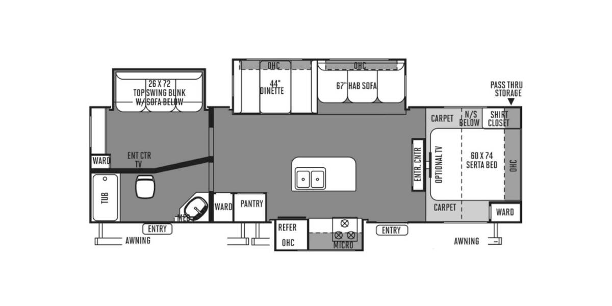 2014 Rockwood Ultra Lite 2910TS Travel Trailer at Stony RV Sales and Service STOCK# 479 Floor plan Layout Photo