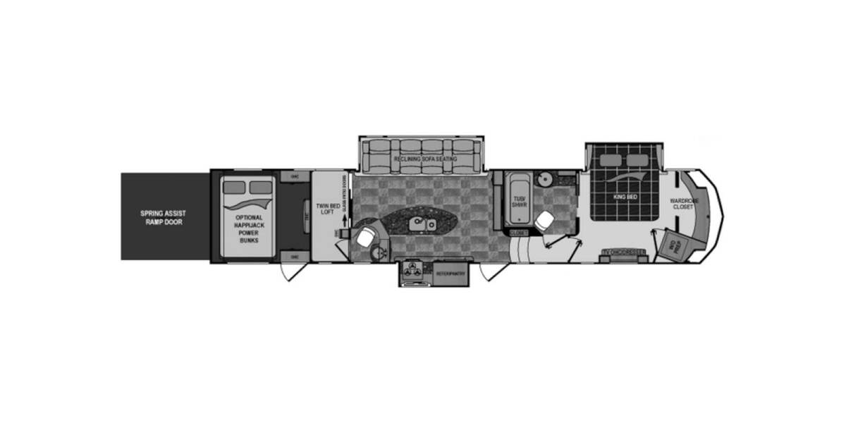 2014 Dutchmen Voltage Toy Hauler 3990 Fifth Wheel at Stony RV Sales and Service STOCK# 534 Floor plan Layout Photo