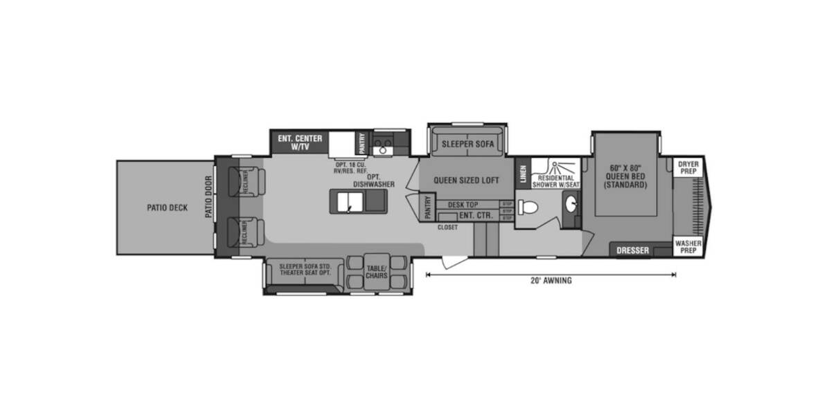 2016 KZ Durango Gold 382MBQ Fifth Wheel at Stony RV Sales, Service and Consignment STOCK# 538 Floor plan Layout Photo