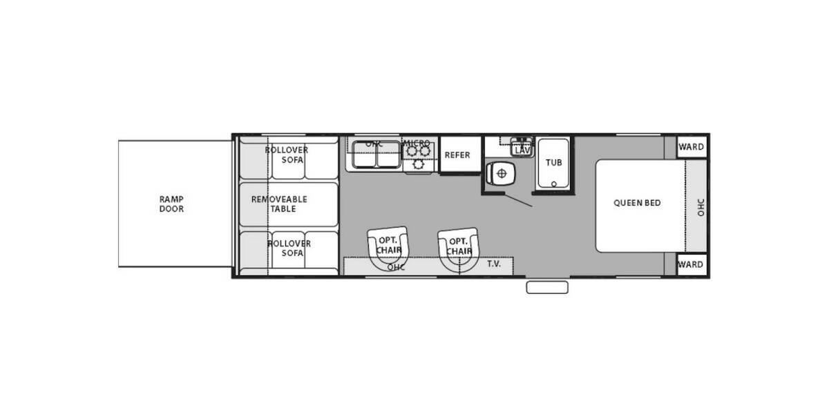 2011 Cherokee Wolf Pack Toy Hauler 27DFWP Travel Trailer at Stony RV Sales and Service STOCK# S-17 Floor plan Layout Photo