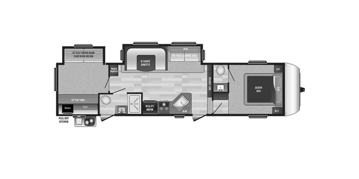 2018 Keystone Hideout 308BHDS Fifth Wheel at Stony RV Sales, Service and Consignment STOCK# 584 Floor plan Layout Photo