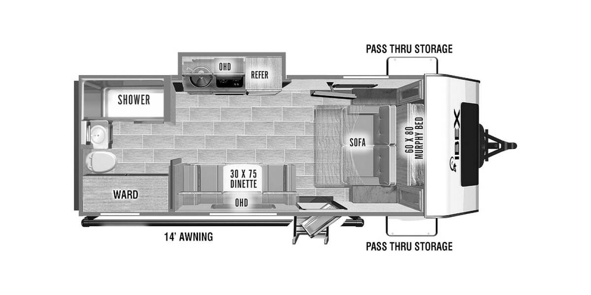 2023 IBEX 19RBM Travel Trailer at Stony RV Sales, Service and Consignment STOCK# 2552 Floor plan Layout Photo