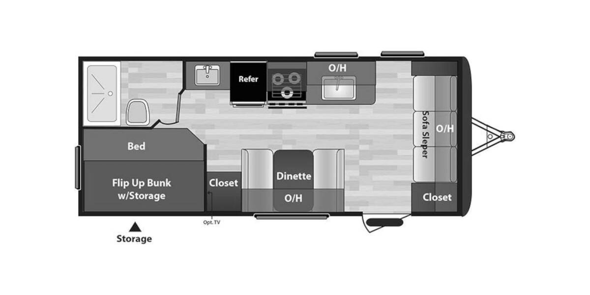 2019 Keystone Hideout LHS West 19LHSWE Travel Trailer at Stony RV Sales, Service and Consignment STOCK# S107 Floor plan Layout Photo