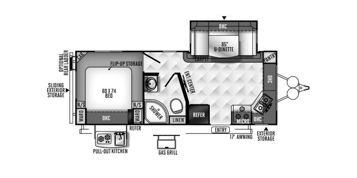 2017 Flagstaff Micro Lite 25FKS Travel Trailer at Stony RV Sales, Service and Consignment STOCK# S106 Floor plan Layout Photo