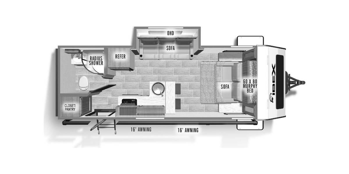 2023 IBEX 19MSB Travel Trailer at Stony RV Sales, Service and Consignment STOCK# 3119 Floor plan Layout Photo