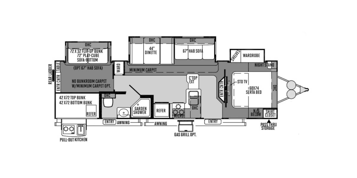 2015 Flagstaff Classic Super Lite 831BHWSS Travel Trailer at Stony RV Sales, Service and Consignment STOCK# C126 Floor plan Layout Photo
