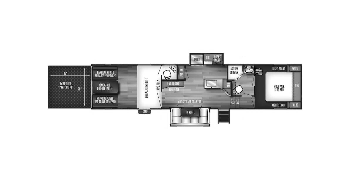 2019 Cherokee Wolf Pack Toy Hauler 325Pack13 Fifth Wheel at Stony RV Sales and Service STOCK# 219 Floor plan Layout Photo