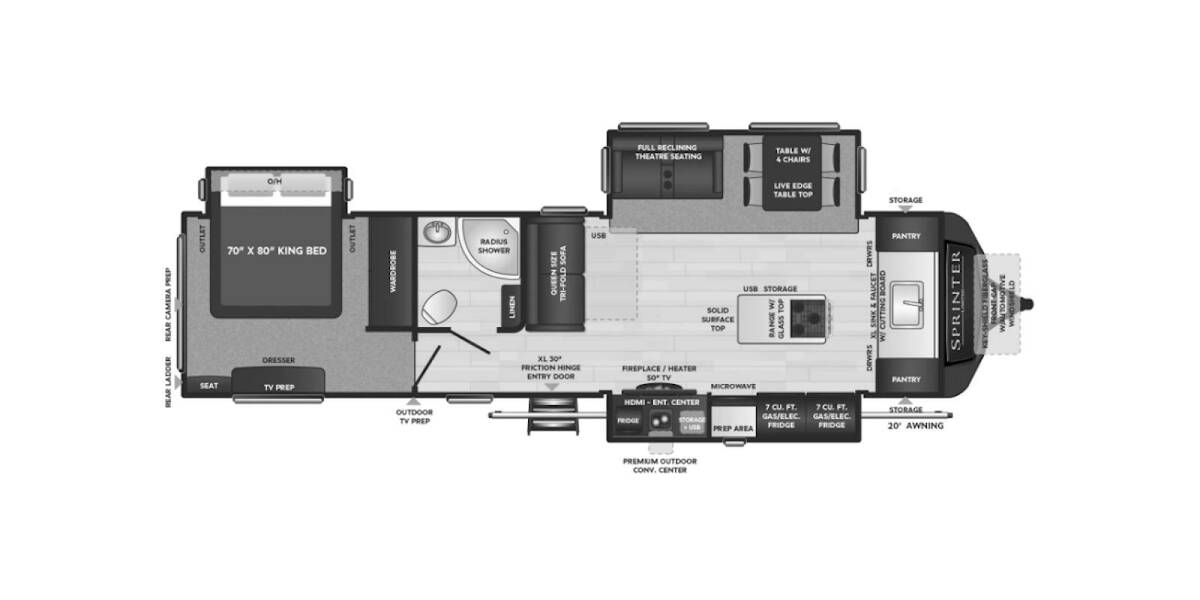 2021 Keystone Sprinter Limited 333FKS Travel Trailer at Stony RV Sales, Service and Consignment STOCK# S132 Floor plan Layout Photo