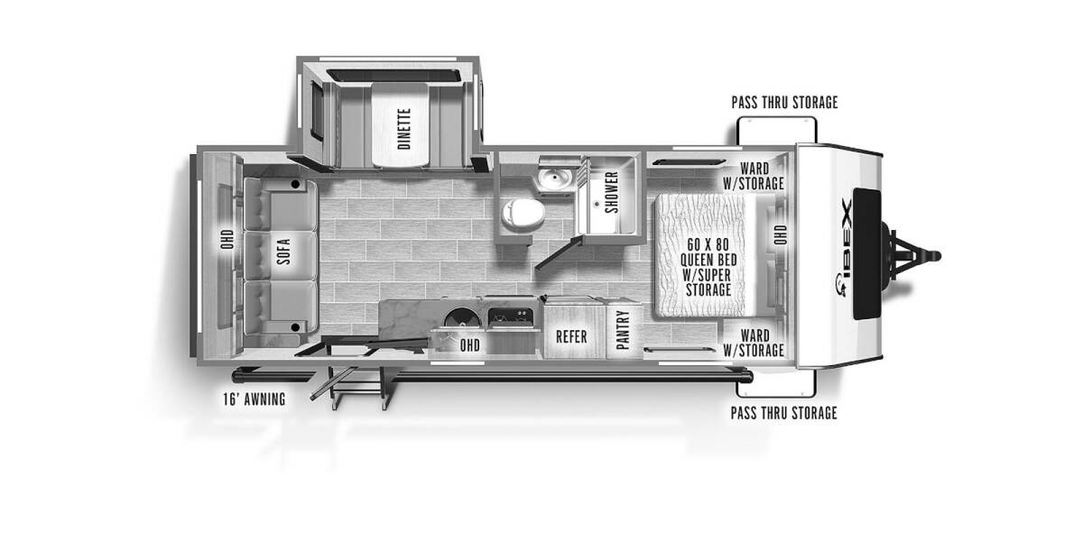2023 IBEX 23RLDS Travel Trailer at Stony RV Sales and Service STOCK# S110 Floor plan Layout Photo