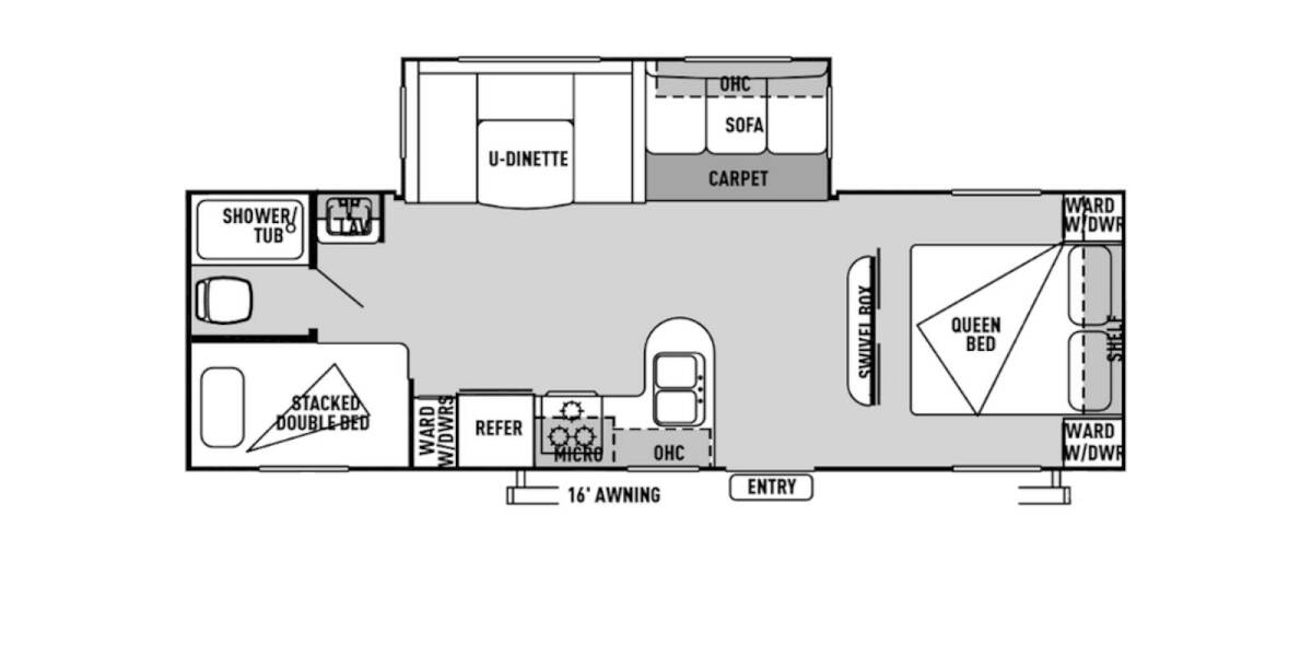 2014 Wildwood 27DBUD Travel Trailer at Stony RV Sales, Service AND cONSIGNMENT. STOCK# 1063 Floor plan Layout Photo