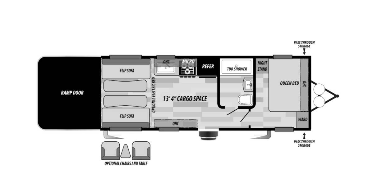 2018 Shockwave MX Series Toy Hauler 21RQMX Travel Trailer at Stony RV Sales, Service and Consignment STOCK# 1071 Floor plan Layout Photo