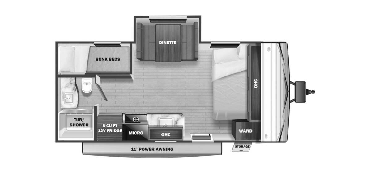 2022 Open Range Conventional 180BHS Travel Trailer at Stony RV Sales and Service STOCK# 1100 Floor plan Layout Photo