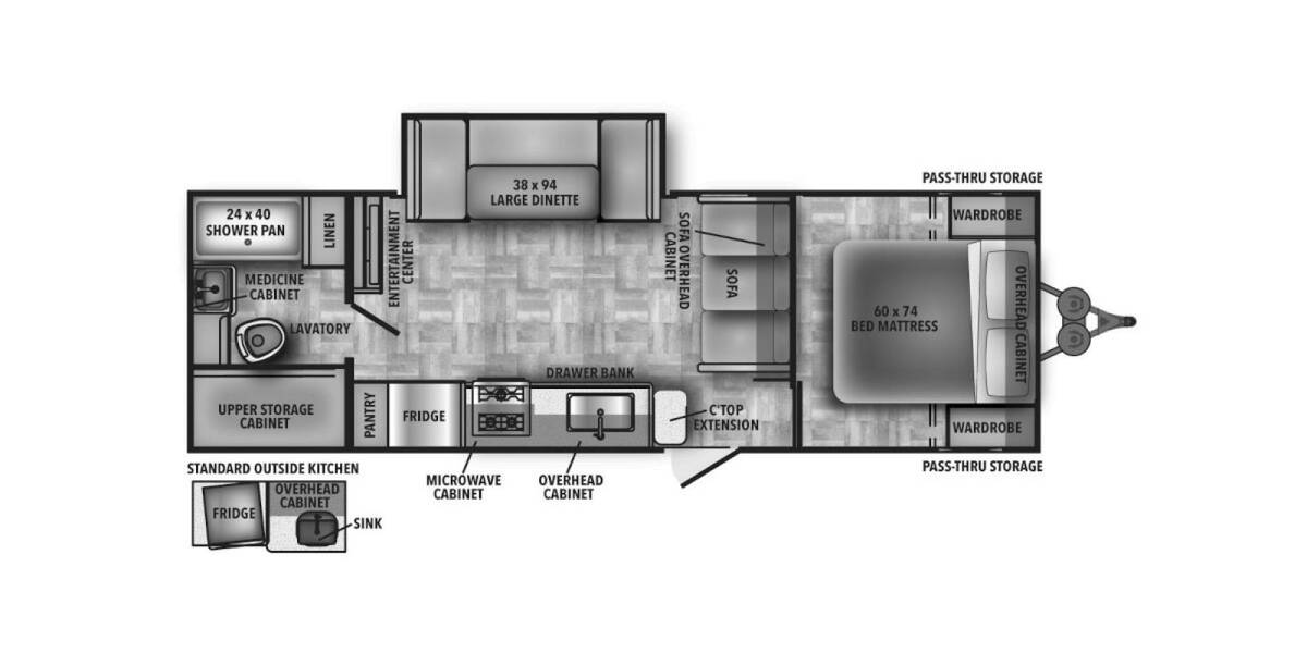 2022 Shasta 25RB Travel Trailer at Stony RV Sales, Service and Consignment STOCK# 1123 Floor plan Layout Photo