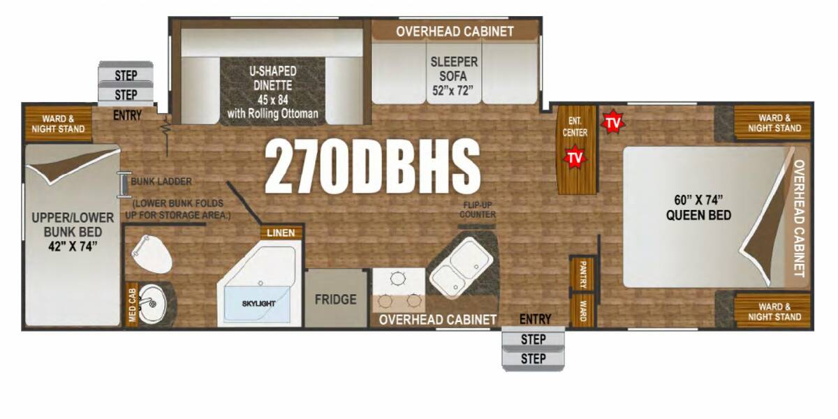 2014 Outdoors RV Timber Ridge 270DBHS Travel Trailer at Stony RV Sales, Service and Consignment STOCK# 469 Floor plan Layout Photo