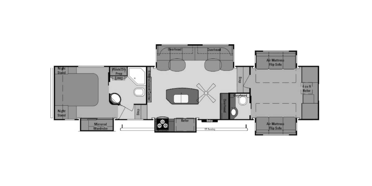 2015 Open Range Roamer 376FBH Fifth Wheel at Stony RV Sales, Service and Consignment STOCK# 524 Floor plan Layout Photo