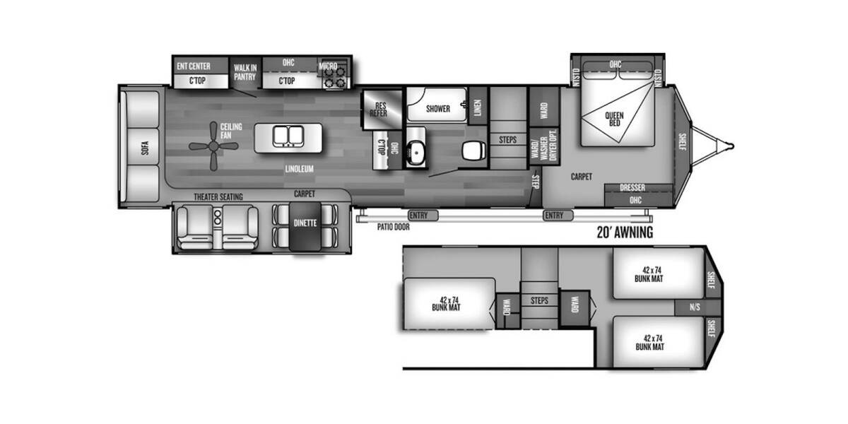 2019 Wildwood Lodge Destination Trailer 42DLTS Travel Trailer at Stony RV Sales and Service STOCK# S-30 Floor plan Layout Photo