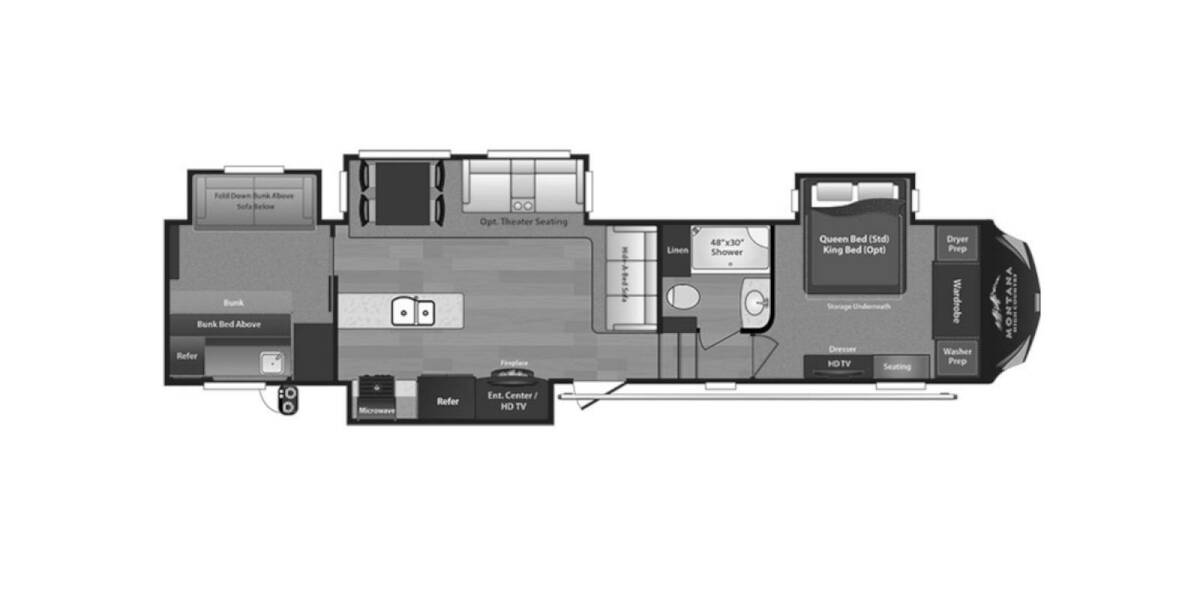 2015 Keystone Montana High Country 340BH Fifth Wheel at Stony RV Sales and Service STOCK# S-38 Floor plan Layout Photo