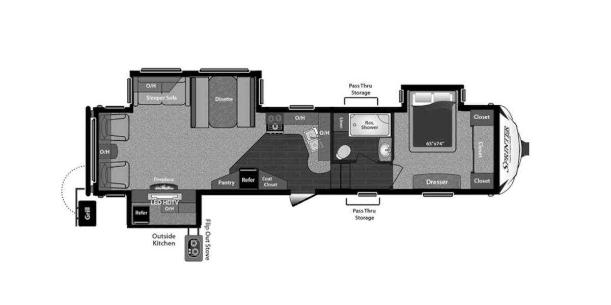 2014 Keystone Sprinter Copper Canyon 314FWRLS Fifth Wheel at Stony RV Sales and Service STOCK# 681 Floor plan Layout Photo