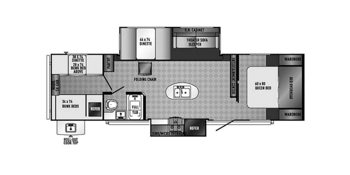 2014 Palomino SolAire Ultra Lite 307QBDSK Travel Trailer at Stony RV Sales and Service STOCK# 731 Floor plan Layout Photo