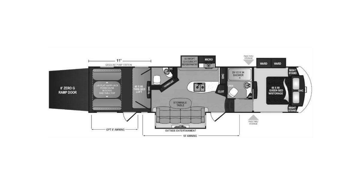 2017 Dutchmen Voltage Toy Hauler 3605 Fifth Wheel at Stony RV Sales and Service STOCK# 763 Floor plan Layout Photo