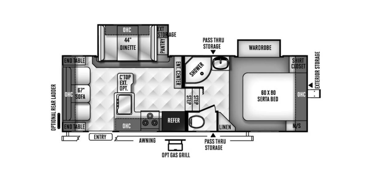 2016 Rockwood Ultra Lite 2440WS Fifth Wheel at Stony RV Sales and Service STOCK# 783 Floor plan Layout Photo