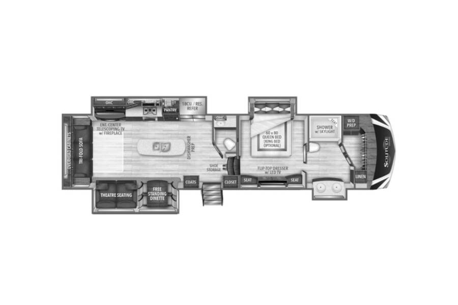 2018 Grand Design Solitude 373FB Fifth Wheel at Stony RV Sales and Service STOCK# 829 Floor plan Layout Photo