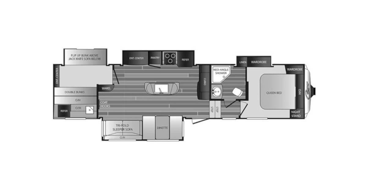 2017 Keystone Cougar 336BHS Fifth Wheel at Stony RV Sales and Service STOCK# 850 Floor plan Layout Photo