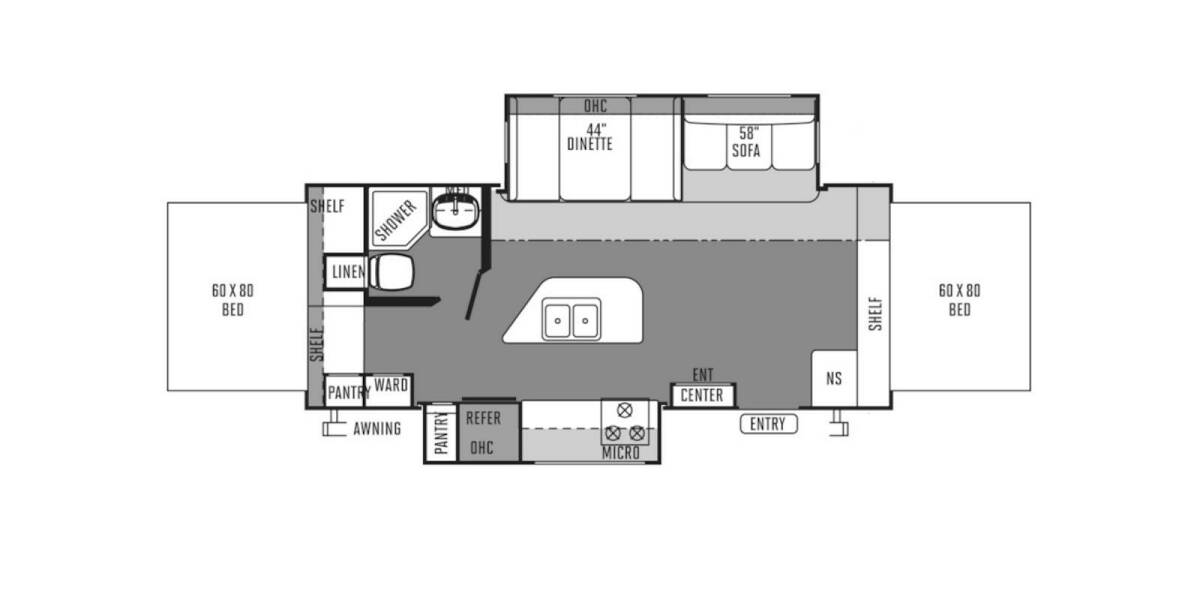 2014 Rockwood Roo 23IKSS Travel Trailer at Stony RV Sales and Service STOCK# 856 Floor plan Layout Photo