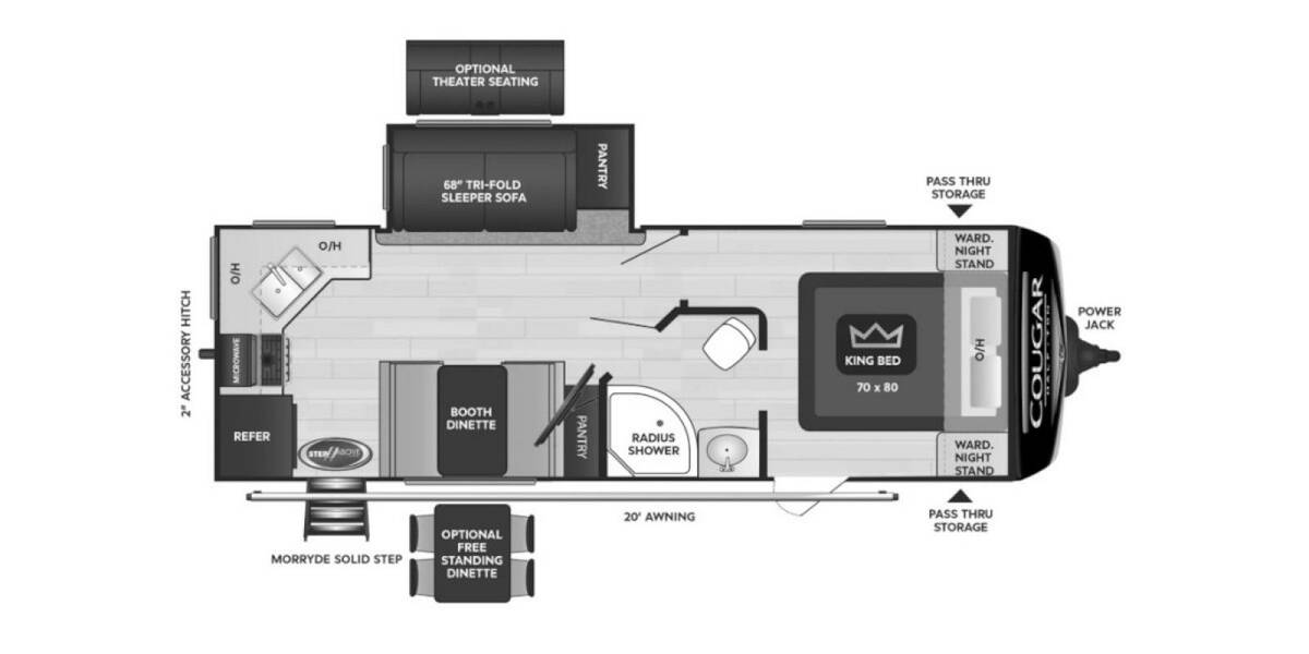 2021 Keystone Cougar Half-Ton West 24SABWE Travel Trailer at Stony RV Sales and Service STOCK# 889 Floor plan Layout Photo
