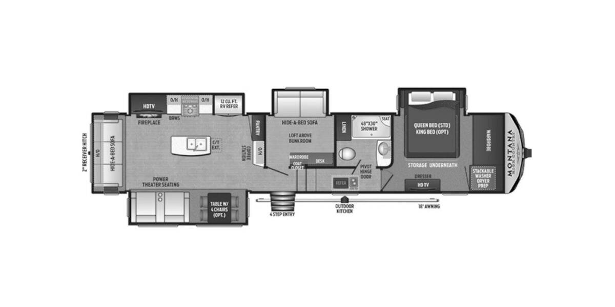 2018 Keystone Montana High Country 384BR Fifth Wheel at Stony RV Sales and Service STOCK# 961 Floor plan Layout Photo
