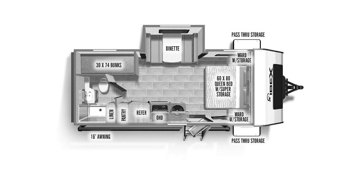 2023 IBEX 20BHS Travel Trailer at Stony RV Sales and Service STOCK# 2747 Floor plan Layout Photo