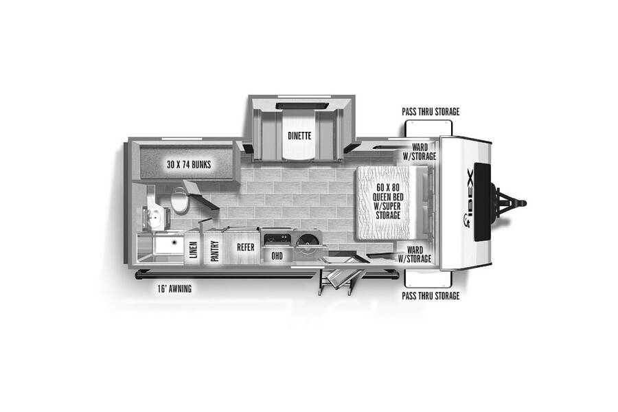 2023 IBEX 20BHS Travel Trailer at Stony RV Sales and Service STOCK# 2747 Floor plan Layout Photo