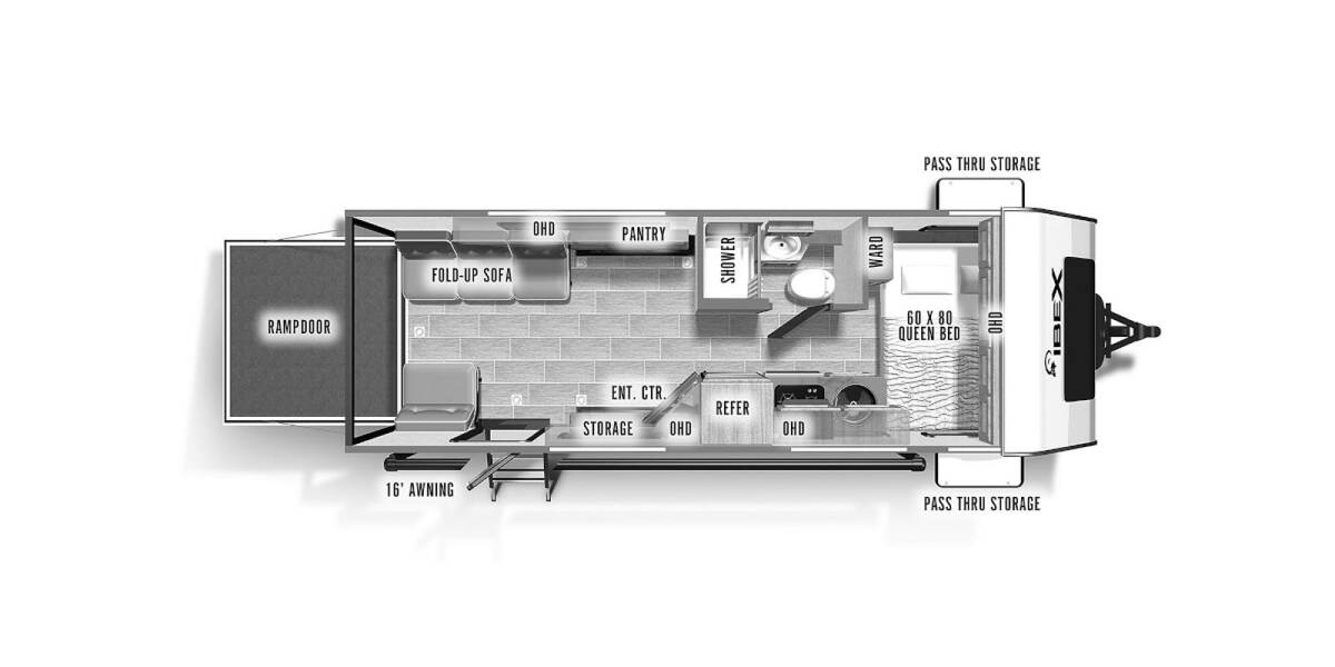 2023 IBEX 19QTH Travel Trailer at Stony RV Sales and Service STOCK# 3140 Floor plan Layout Photo