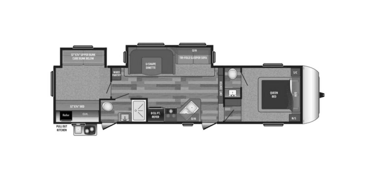 2017 Keystone Hideout 308BHDS Fifth Wheel at Stony RV Sales and Service STOCK# 1010 Floor plan Layout Photo