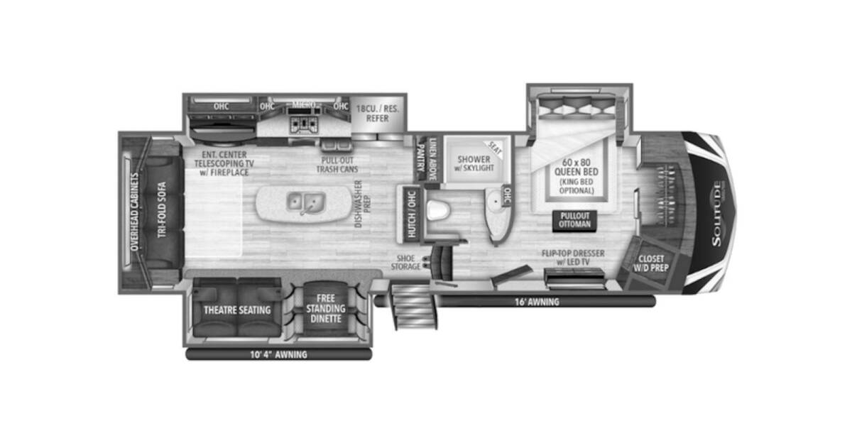 2020 Grand Design Solitude 310GK Fifth Wheel at Stony RV Sales and Service STOCK# c123 Floor plan Layout Photo