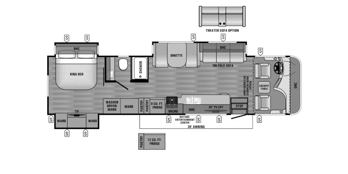 2017 Jayco Precept Ford 35S Class A at Stony RV Sales and Service STOCK# 1033 Floor plan Layout Photo