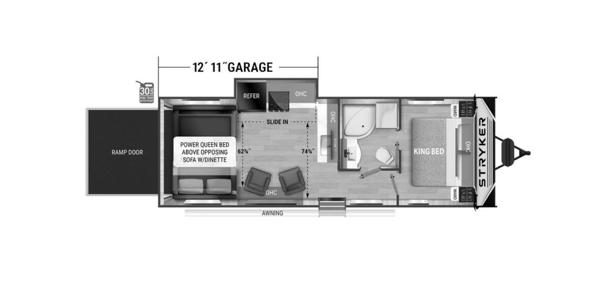 2023 Cruiser RV Stryker Toy Hauler 2613 Travel Trailer at Stony RV Sales and Service STOCK# 1073 Floor plan Layout Photo
