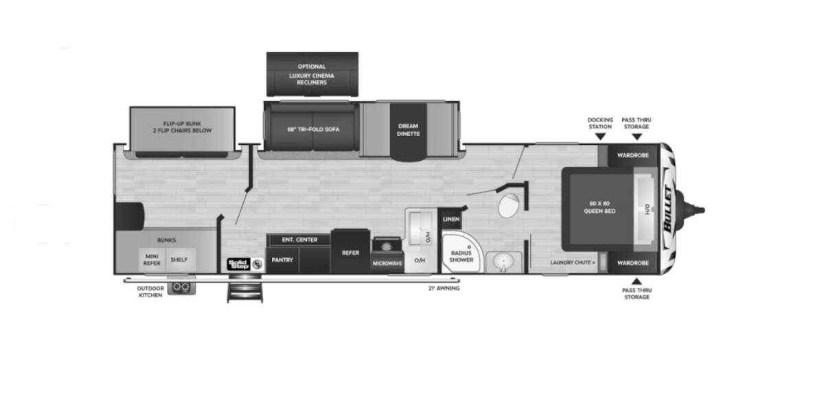 2022 Keystone Bullet 331BHS Travel Trailer at Stony RV Sales, Service and Consignment STOCK# 1092 Floor plan Layout Photo
