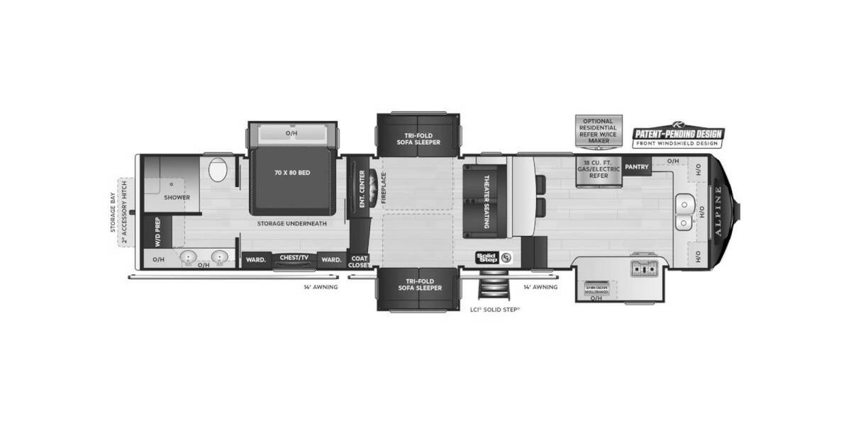 2022 Keystone Alpine 3790FK Fifth Wheel at Stony RV Sales, Service and Consignment STOCK# 1115 Floor plan Layout Photo