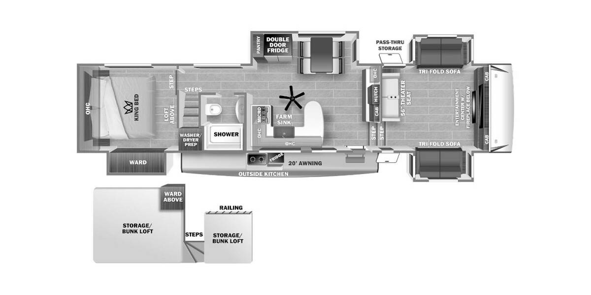 2022 Sabre 37FLL Fifth Wheel at Stony RV Sales and Service STOCK# C151 Floor plan Layout Photo